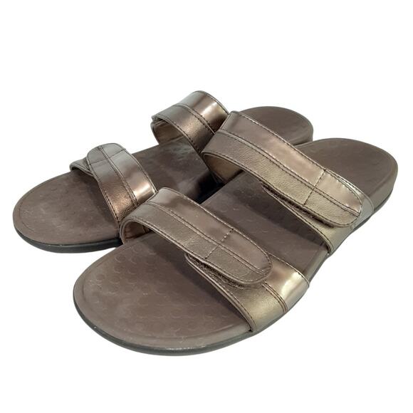Vionic Orthaheel Shore Slide Sandals Bronze Slip On Orthotic Womens 9 Adjustable - Picture 1 of 8